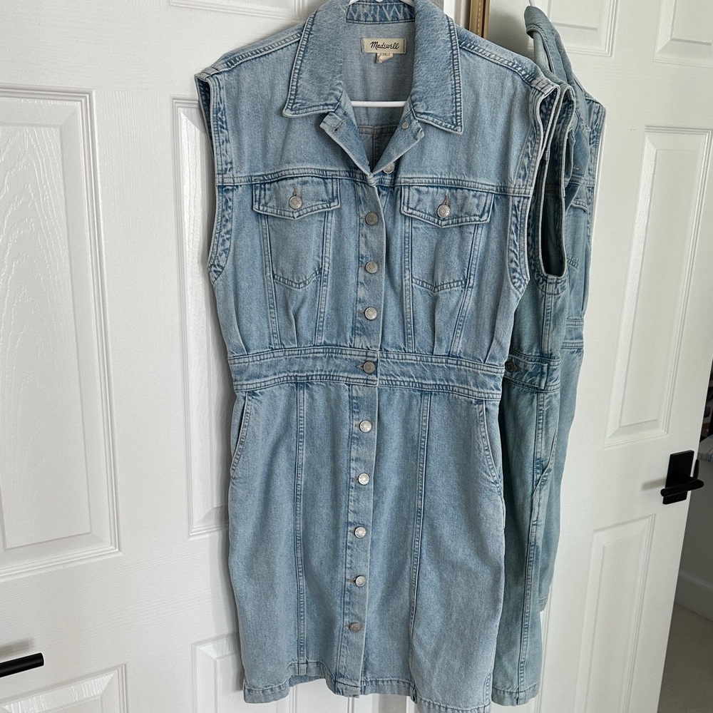 Madewell Light Blue Cap Sleeve Denim Mini Dress Aquino Wash